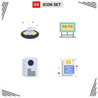 Mobile Interface Flat Icon Set of 4 Pictograms of sweet entertaiment islamic score book Editable Vector Design Elements