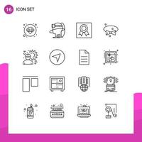 16 Universal Outlines Set for Web and Mobile Applications architect tie vr dress medal Editable Vector Design Elements