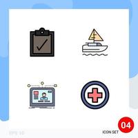 Set of 4 Modern UI Icons Symbols Signs for complete layout ship interface hospital Editable Vector Design Elements