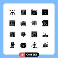 16 Universal Solid Glyphs Set for Web and Mobile Applications website browser banking square arrows Editable Vector Design Elements