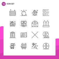 16 Universal Outline Signs Symbols of camera plus cup tick hot Editable Vector Design Elements