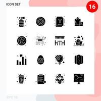 Universal Icon Symbols Group of 16 Modern Solid Glyphs of online market structure ecommerce optimization Editable Vector Design Elements