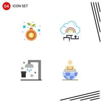 4 Universal Flat Icons Set for Web and Mobile Applications bag bath growth link shower Editable Vector Design Elements