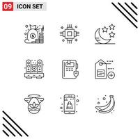 9 Outline concept for Websites Mobile and Apps speaker home electronic furniture night Editable Vector Design Elements