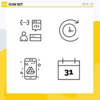 Universal Icon Symbols Group of 4 Modern Filledline Flat Colors of app google development time machine calendar Editable Vector Design Elements