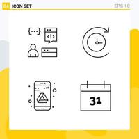 Universal Icon Symbols Group of 4 Modern Filledline Flat Colors of app google development time machine calendar Editable Vector Design Elements