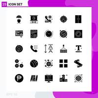 Group of 25 Solid Glyphs Signs and Symbols for man target planning message preference Editable Vector Design Elements