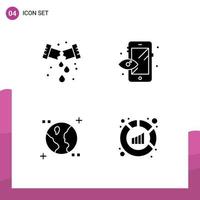 Modern Set of 4 Solid Glyphs and symbols such as leak space plumbing preview report Editable Vector Design Elements