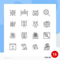 Set of 16 Modern UI Icons Symbols Signs for presentation business bag wedding love Editable Vector Design Elements