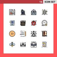 Universal Icon Symbols Group of 16 Modern Flat Color Filled Lines of checklist leaf plumbing fall mail Editable Creative Vector Design Elements