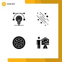 Universal Icon Symbols Group of 4 Modern Solid Glyphs of bulb accessories educat falling velg Editable Vector Design Elements