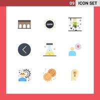 Pictogram Set of 9 Simple Flat Colors of player media player protection media medical Editable Vector Design Elements