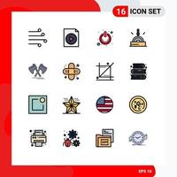 16 Universal Flat Color Filled Line Signs Symbols of axe software button download switch Editable Creative Vector Design Elements