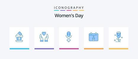 Womens Day Blue 5 Icon Pack Including . calendar. love. Creative Icons Design vector