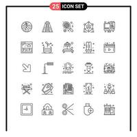 25 User Interface Line Pack of modern Signs and Symbols of files optimization tennis coding people Editable Vector Design Elements