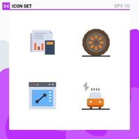 Set of 4 Modern UI Icons Symbols Signs for audit dinner budget financial kitchen Editable Vector Design Elements