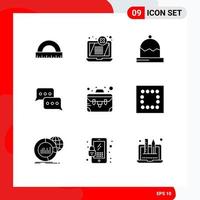 Set of 9 Modern UI Icons Symbols Signs for reply conversation threat communication winter Editable Vector Design Elements