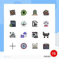 paquete de iconos de vectores de stock de 16 signos y símbolos de línea para computadoras, plantas deportivas, peso sanitario, elementos de diseño de vectores creativos editables