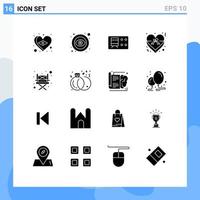 Set of 16 Modern UI Icons Symbols Signs for chair camp railroad ribbon insignia Editable Vector Design Elements