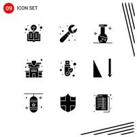 Pack of 9 creative Solid Glyphs of token security analysis property home Editable Vector Design Elements