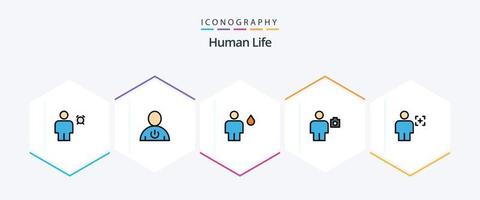 paquete de íconos humanos de 25 líneas completas que incluye cámara. avatar. humano. humano. acampar vector