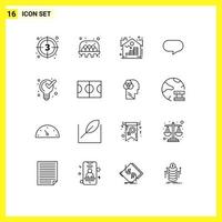 16 Universal Outline Signs Symbols of management chatting food chat asset Editable Vector Design Elements