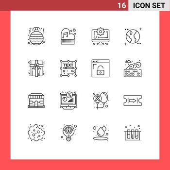 User Interface Pack of 16 Basic Outlines of space astronomy piano gear coding Editable Vector Design Elements