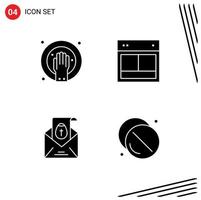 Group of 4 Modern Solid Glyphs Set for hand massege spa site easter Editable Vector Design Elements