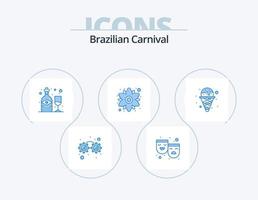 Diseño de iconos del paquete de iconos azules del carnaval brasileño 5. helado. crema. botella. planta. floral vector