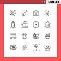 Set of 16 Vector Outlines on Grid for grownup marketing handbag graph business Editable Vector Design Elements