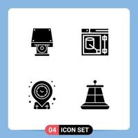 Pack of 4 creative Solid Glyphs of dvd location disk rom tool time Editable Vector Design Elements