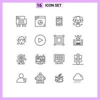 Pictogram Set of 16 Simple Outlines of face balloon computer air mobile Editable Vector Design Elements