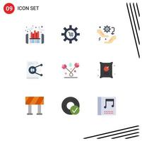 9 Thematic Vector Flat Colors and Editable Symbols of sharing file gear setting setup Editable Vector Design Elements