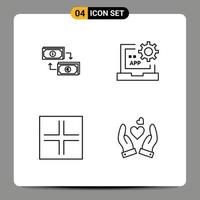 4 iconos creativos signos y símbolos modernos de intercambio desarrollan programación de dinero en euros elementos de diseño vectorial editables vector