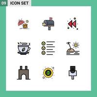 Pictogram Set of 9 Simple Filledline Flat Colors of text format arrow food coffee Editable Vector Design Elements