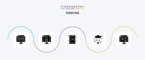 Internet Glyph 5 Icon Pack Including computer. wifi. network. signal. antenna vector