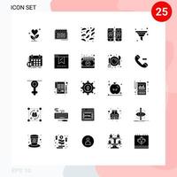 25 User Interface Solid Glyph Pack of modern Signs and Symbols of mobile phone call forwarding event potato food Editable Vector Design Elements