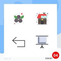 4 Universal Flat Icon Signs Symbols of berry arrow fruit house left Editable Vector Design Elements