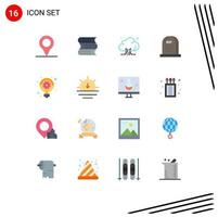 Flat Color Pack of 16 Universal Symbols of idea plan technology business halloween Editable Pack of Creative Vector Design Elements