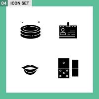 Set of 4 Vector Solid Glyphs on Grid for pool people garden contacts lips Editable Vector Design Elements