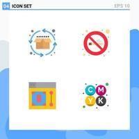 4 User Interface Flat Icon Pack of modern Signs and Symbols of cycle designer product cycle sign cmyk Editable Vector Design Elements