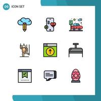 Pictogram Set of 9 Simple Filledline Flat Colors of web upload parking manipulation human Editable Vector Design Elements