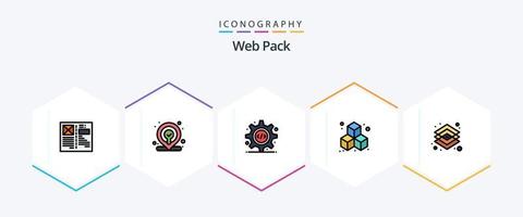 paquete web 25 paquete de iconos de línea completa que incluye gráfico. creativo. html cubo. d vector