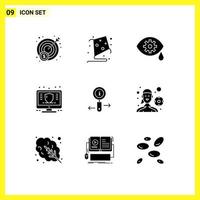 Group of 9 Solid Glyphs Signs and Symbols for search information laser info money Editable Vector Design Elements