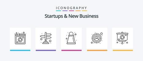 Startups And New Business Line 5 Icon Pack Including ways. path. business. direction. open. Creative Icons Design vector