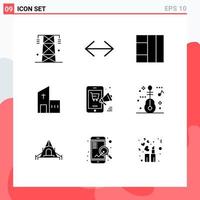 Pictogram Set of 9 Simple Solid Glyphs of mobile monastery right modern christian Editable Vector Design Elements