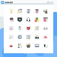 Mobile Interface Flat Color Set of 25 Pictograms of feminism medal credit award search Editable Vector Design Elements