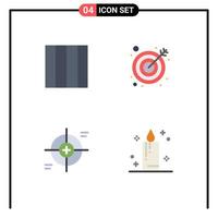 4 User Interface Flat Icon Pack of modern Signs and Symbols of grid target goal focus celebration Editable Vector Design Elements