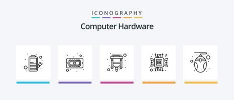 paquete de iconos de línea 5 de hardware de computadora que incluye . presentación. computadora. proyector Wifi. diseño de iconos creativos vector