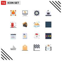 16 Flat Color concept for Websites Mobile and Apps play video sketch laptop preference Editable Pack of Creative Vector Design Elements